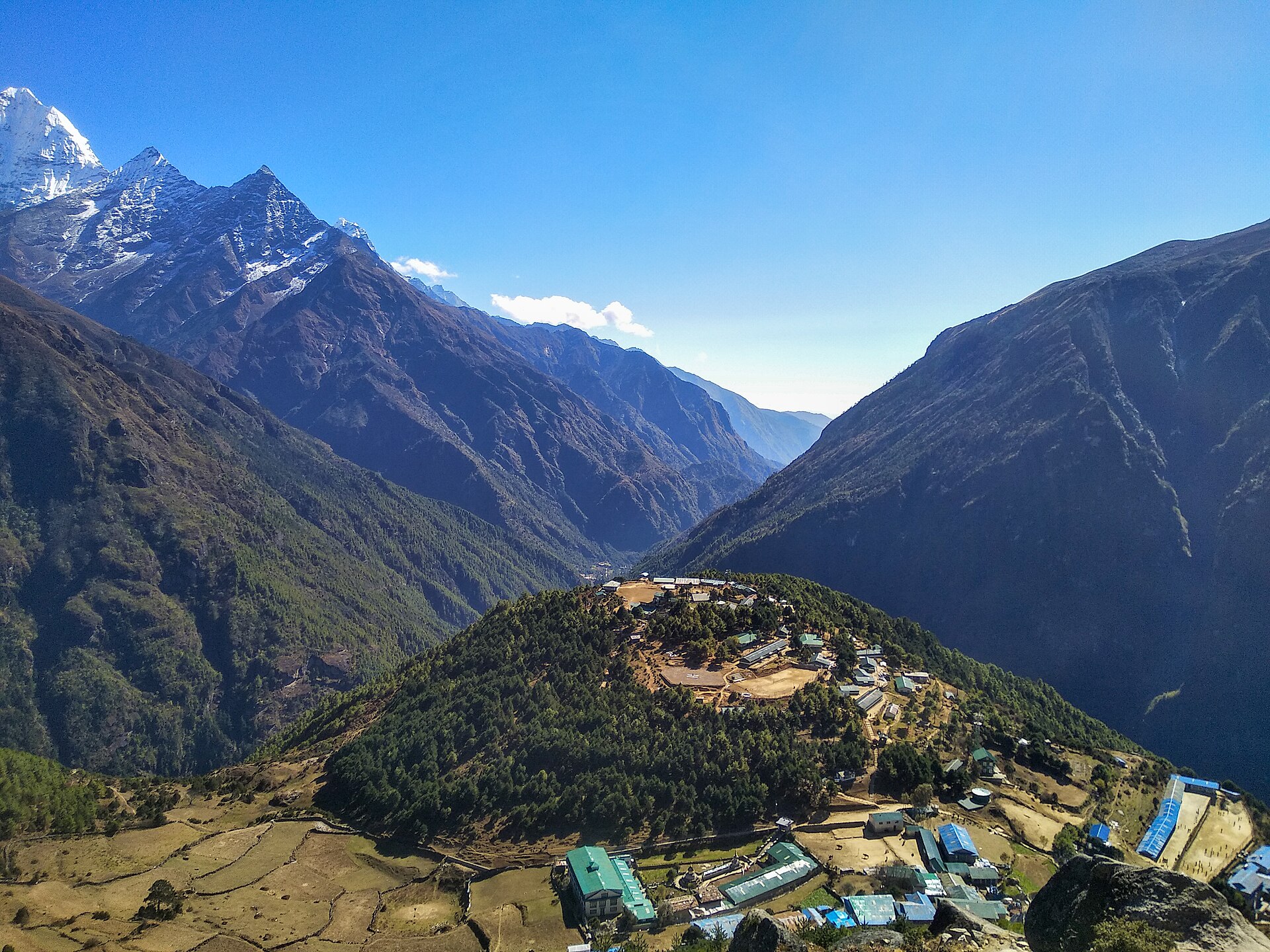 Namche Bazaar seen from the Hotel Everest View trail