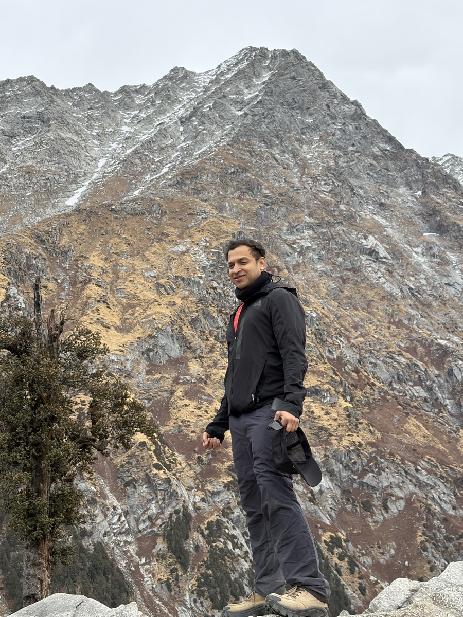 Portrait of Gaurav S on the rocky Laka Glacier trail